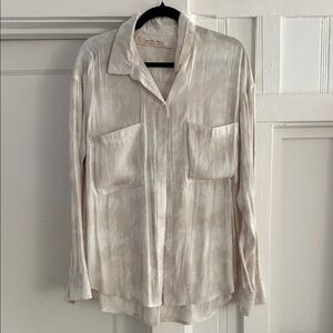 We The Free Cream Tonal Tie Dye Casual Button Down Shirt